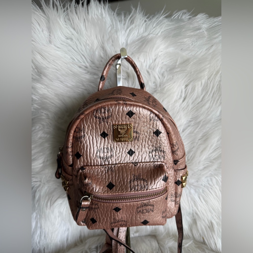 MCM Mini Backpack in Metallic Rose